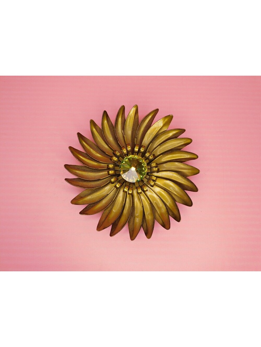 Vintage XL Flower Pin with rainbow colored stone